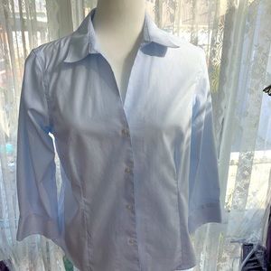 Ann Klein Woman’s White /Blue Pin Strip Shirt